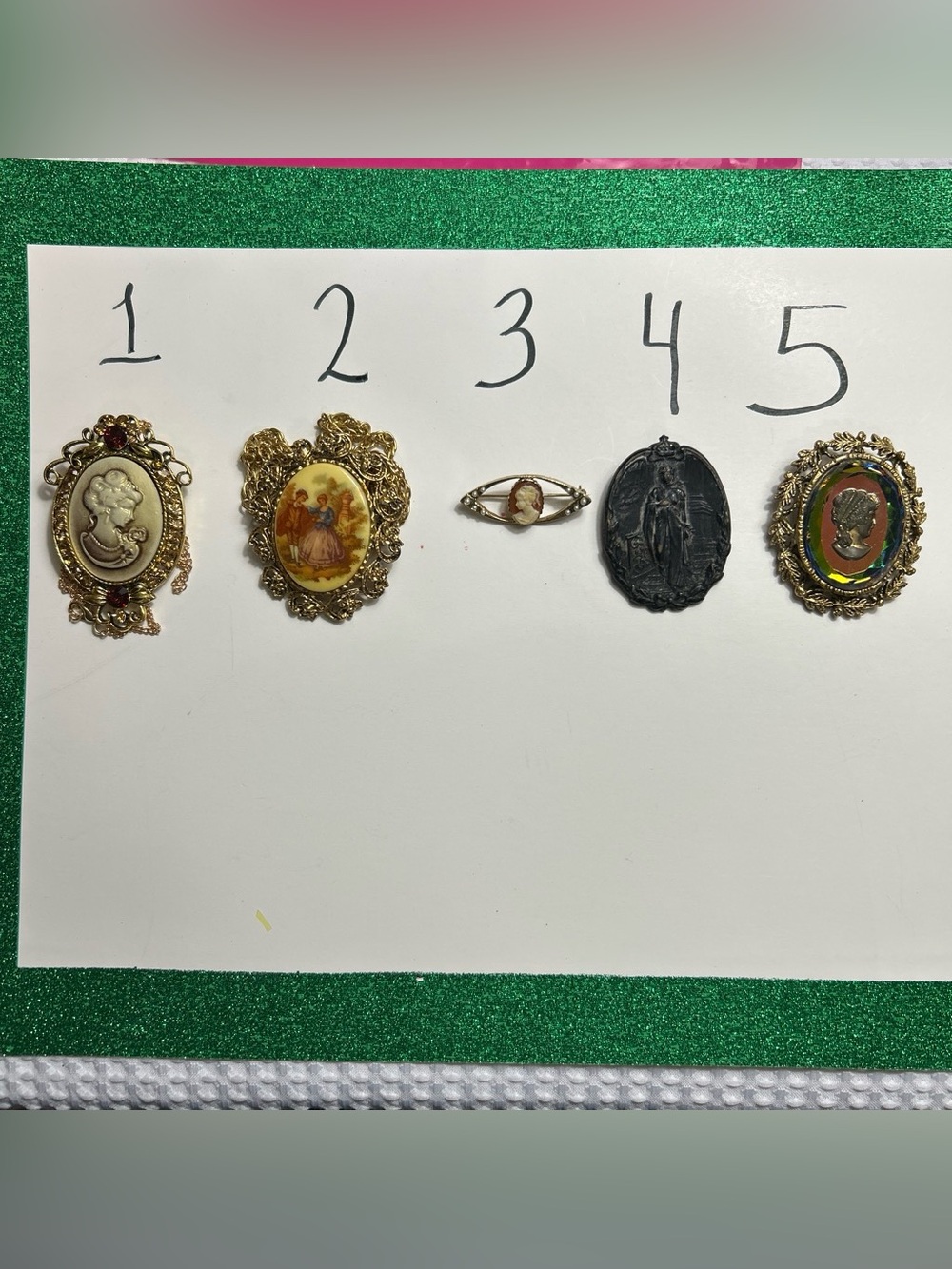 Gold-Tone Cameo Brooches Pendant / Pin